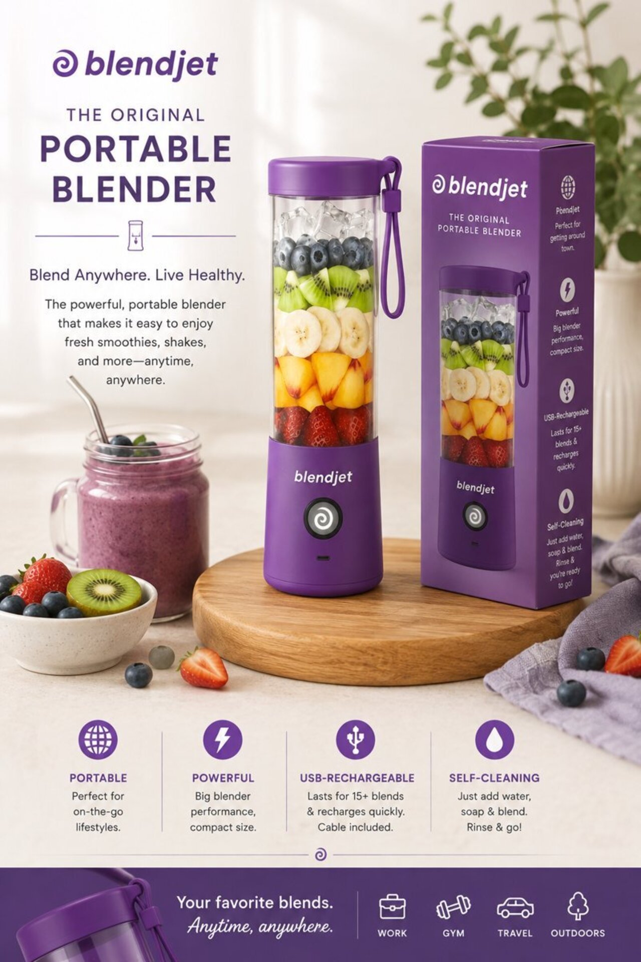 BlendJet 2 Portable Blender auction item image