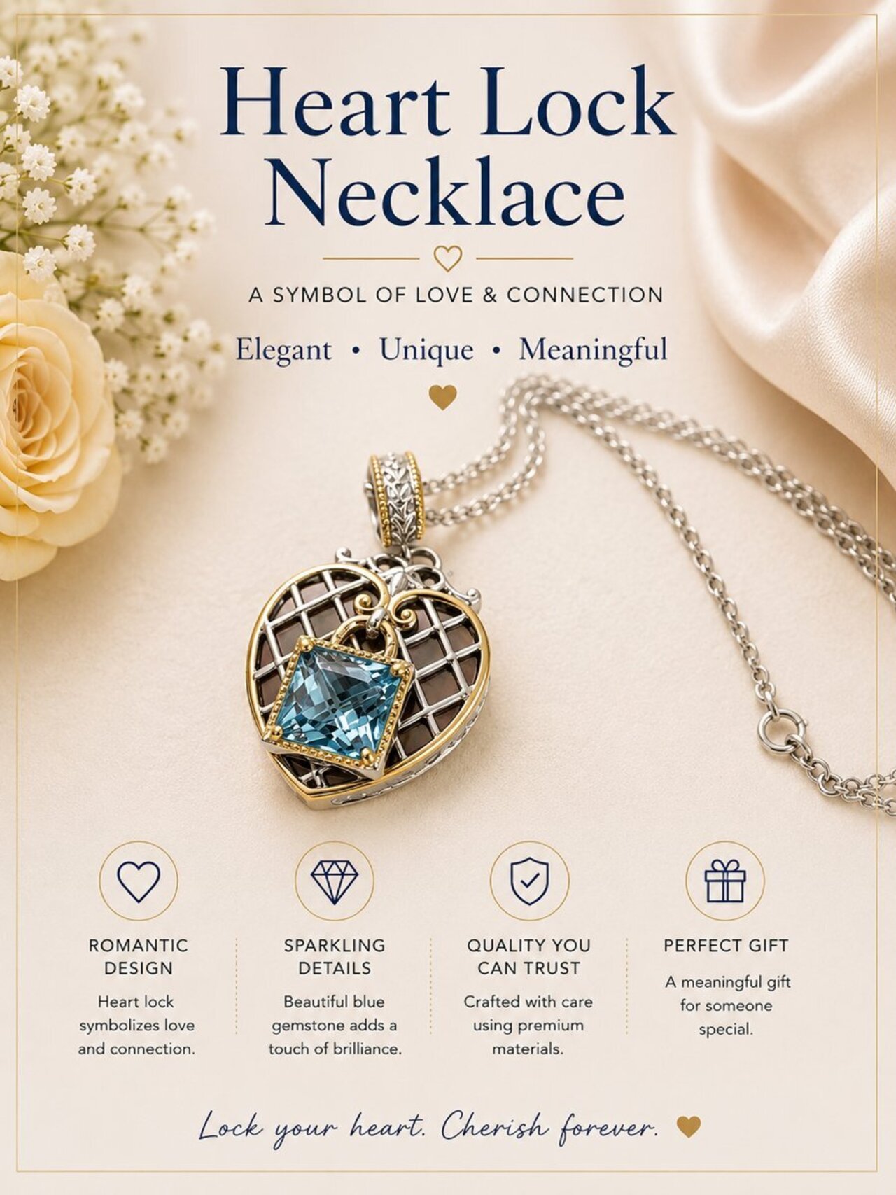 Love Locks Heart Pendant Necklace auction item image
