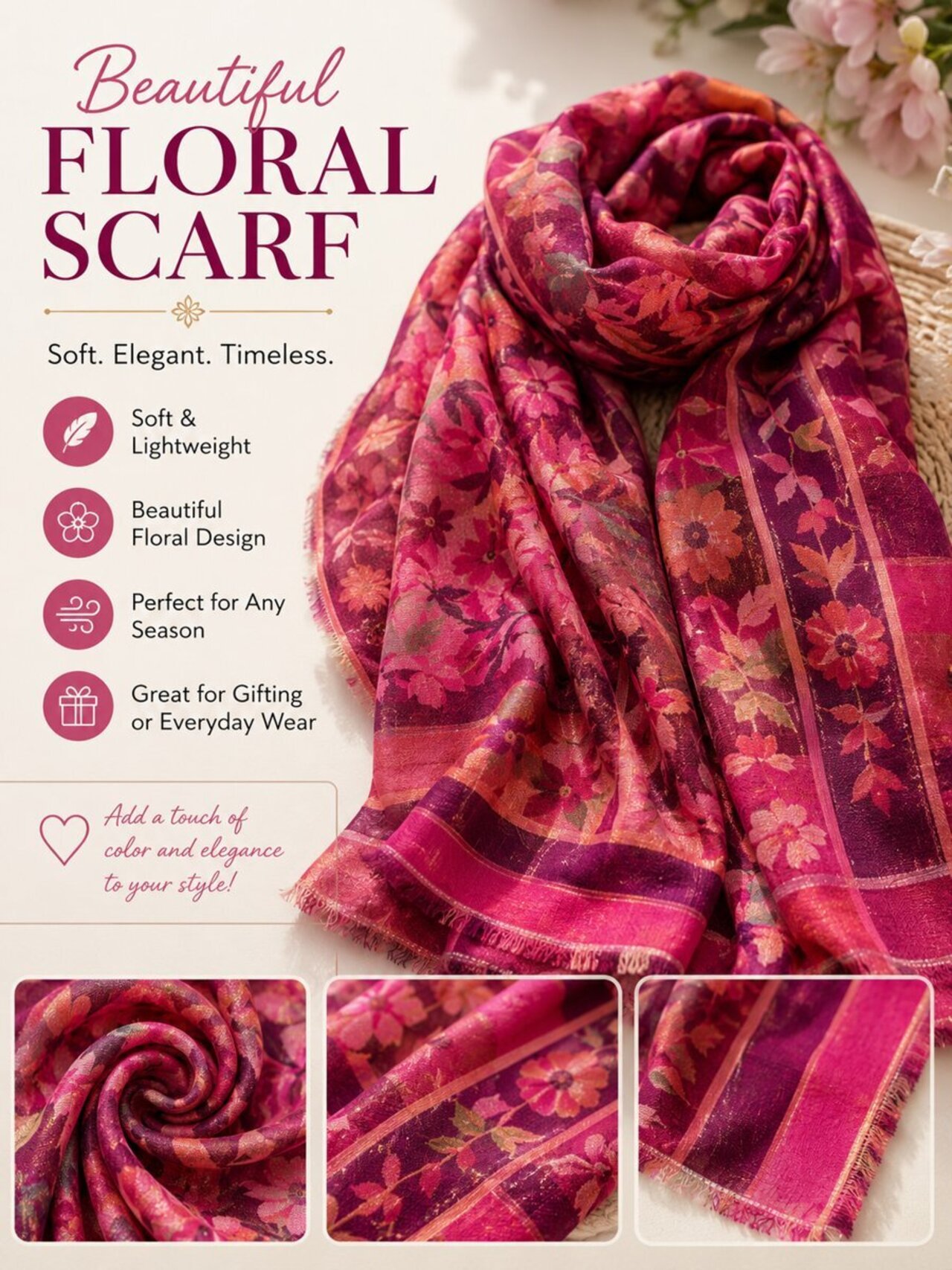 Woven Fuchsia Scarf auction item image