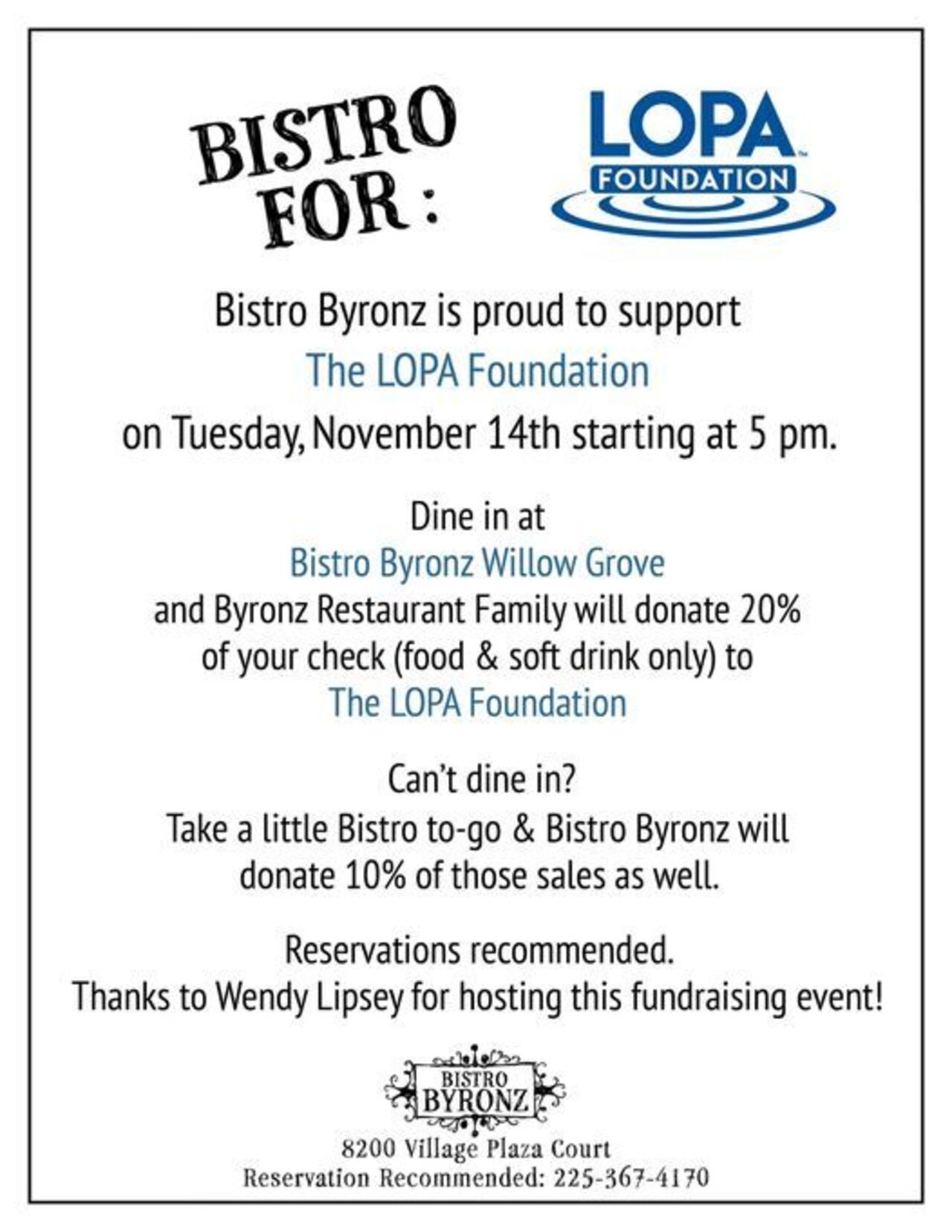 Bistro Byronz Giveback Night logo