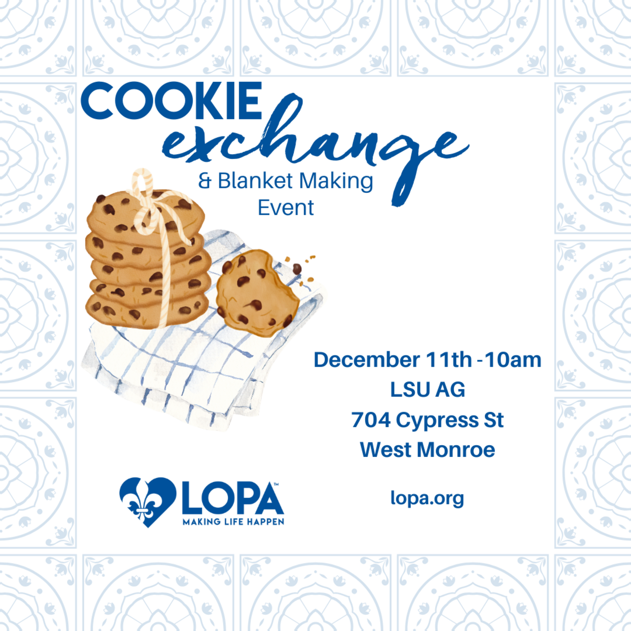 Monroe Cookie Exchange and Blanket Making logo