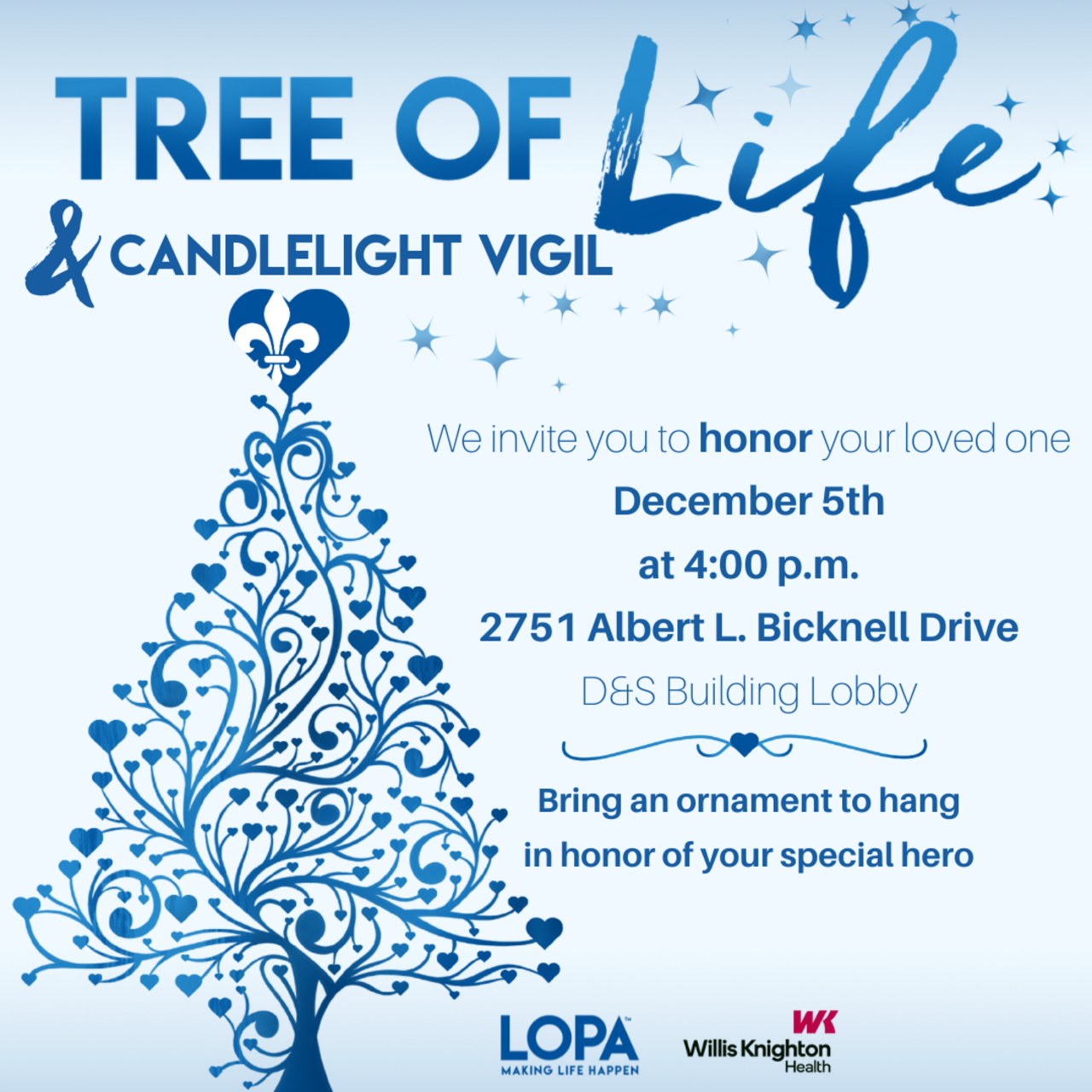 Willis Knighton Tree of Life and Candlelight Ceremony 2024 logo