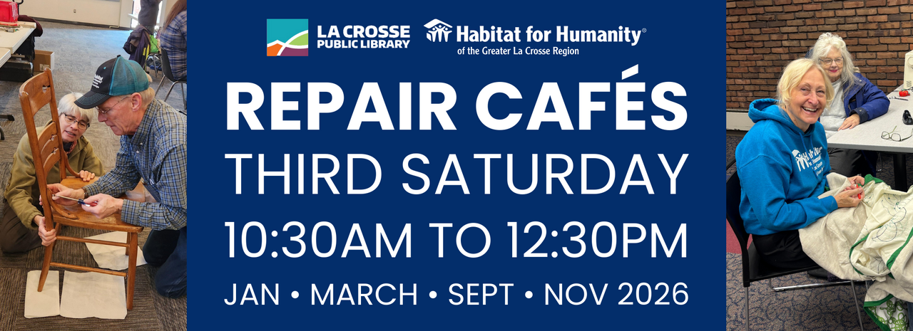 Repair Cafe, La Crosse Public Library logo