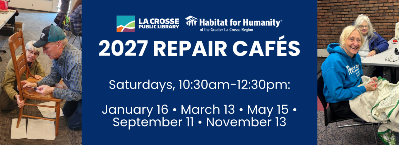 Repair Cafe, La Crosse Public Library logo