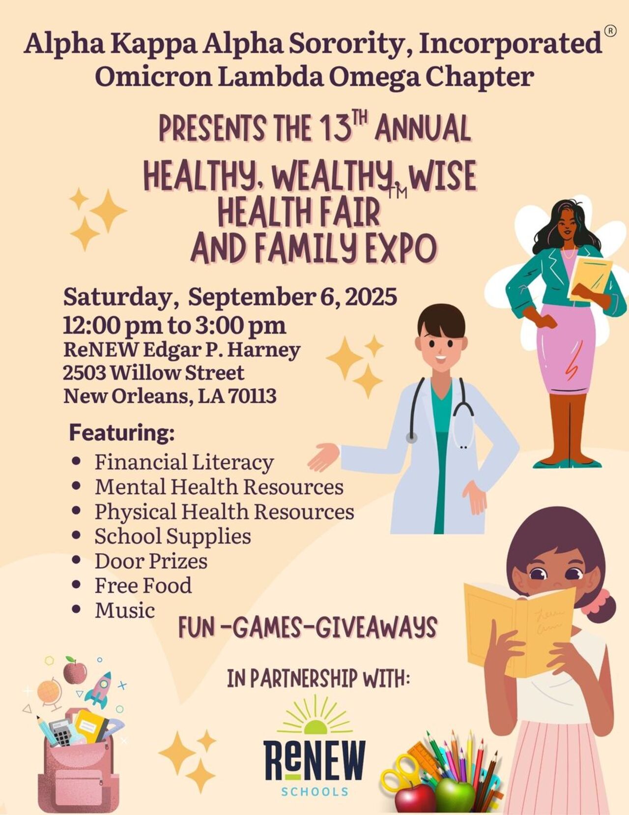 AKA, INC. HEALTHY, WEALTHY, WISE HEALTH FAIR & FAMILY EXPO logo