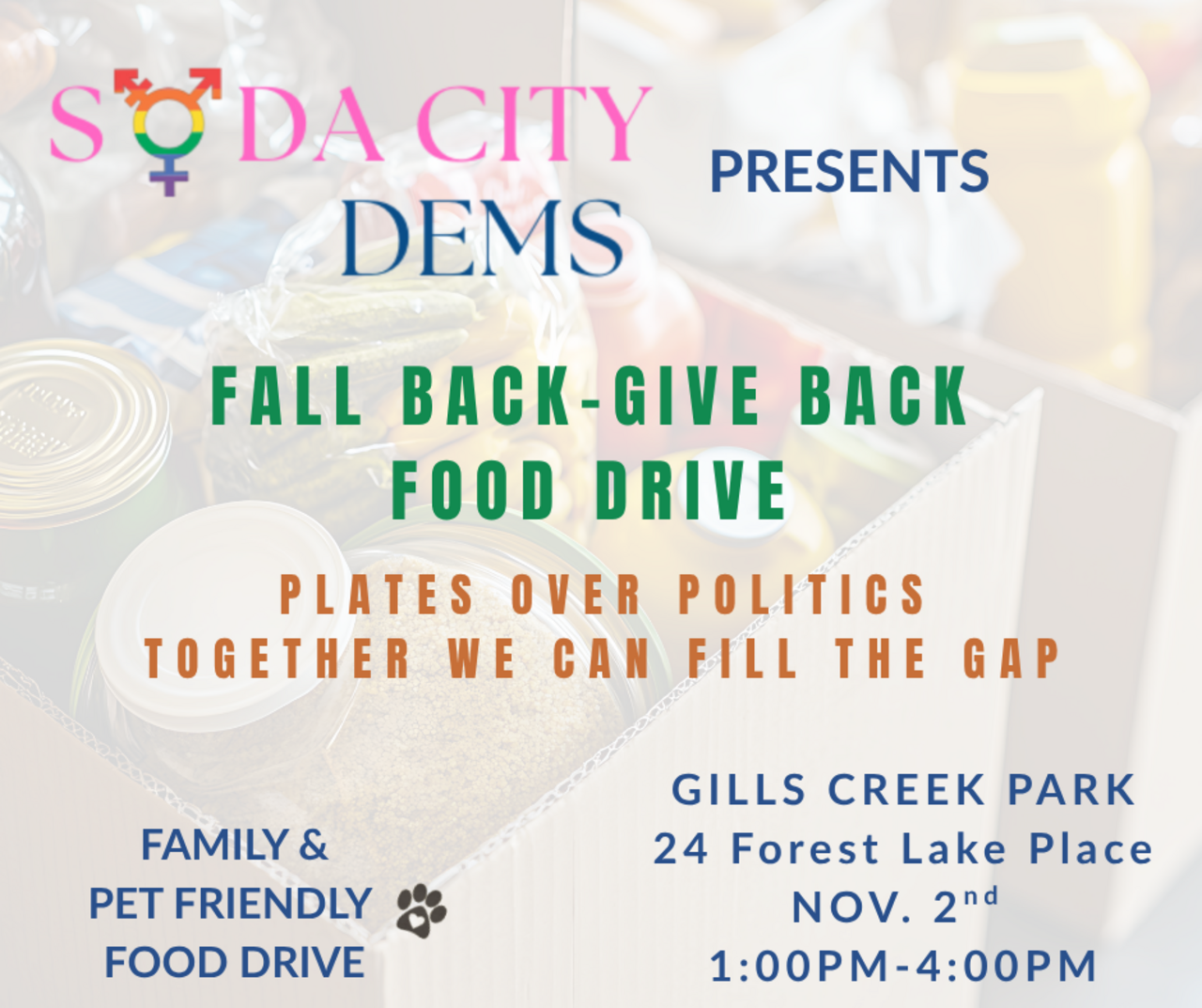 🌽🥫 Join the Soda City Dems for Fall Back–Give Back Food Drive! 🥫🌽 logo