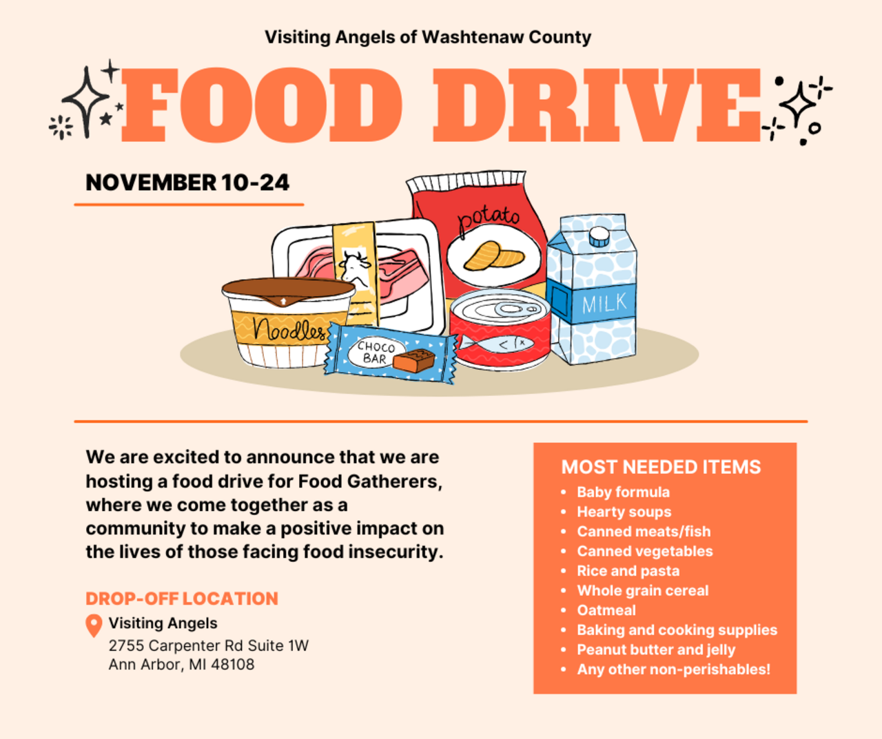 Visiting Angels Food Drive logo