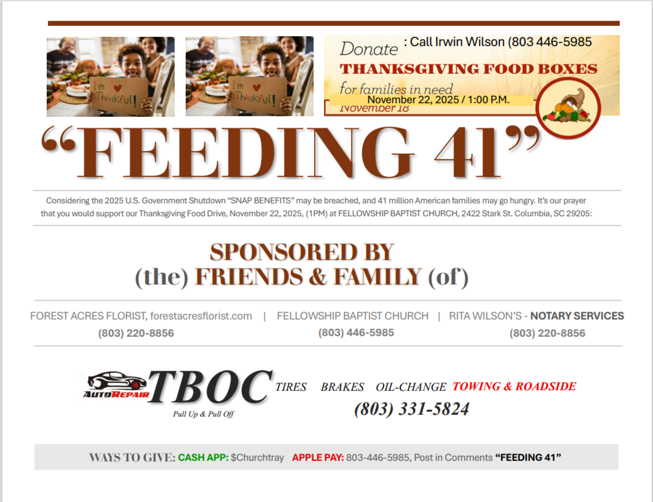 Feeding 41: A Thanksgiving Hope Drive logo
