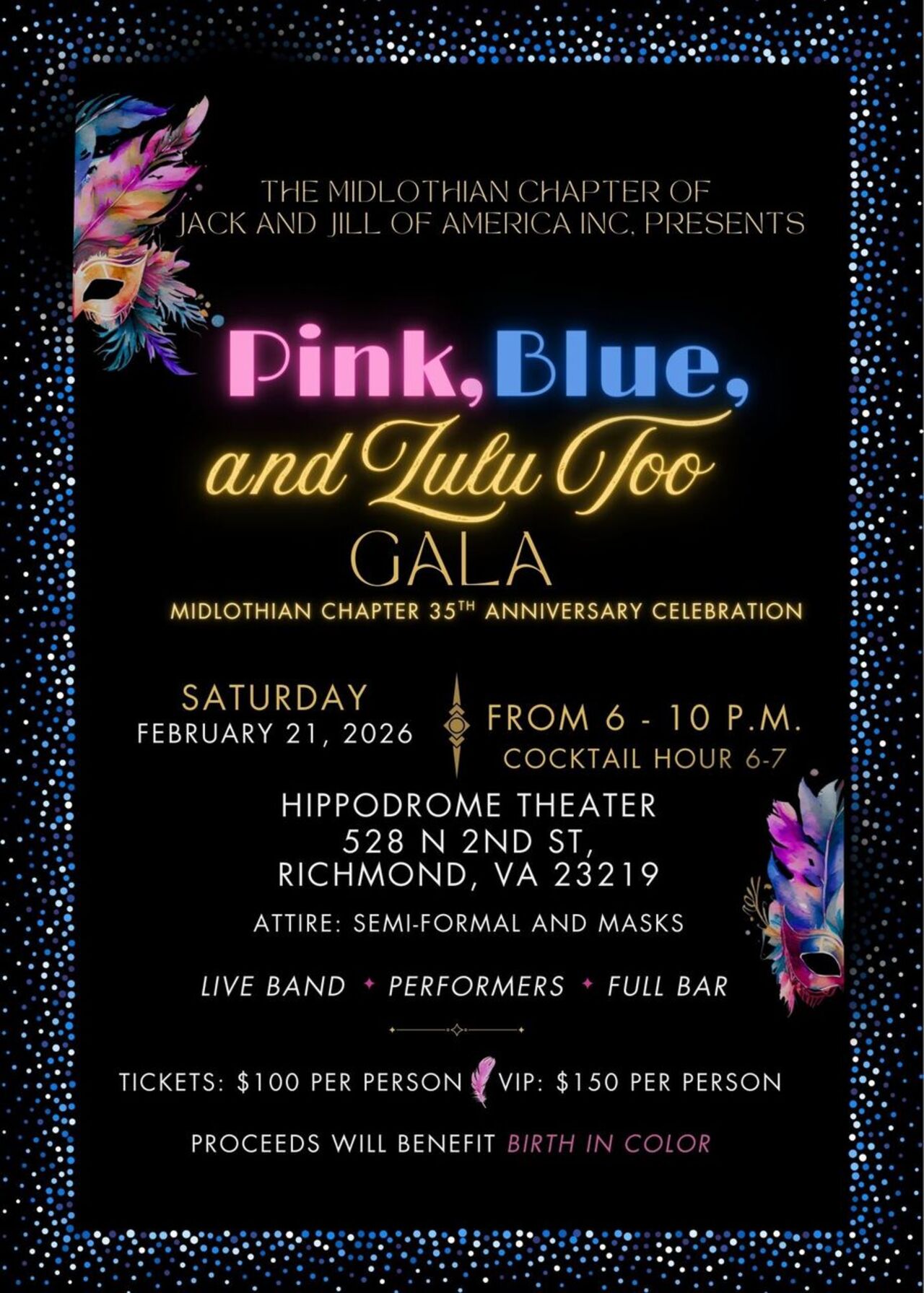 Pink, Blue, and Zulu Too! A Mardi Gras 35th Anniversary Celebration logo