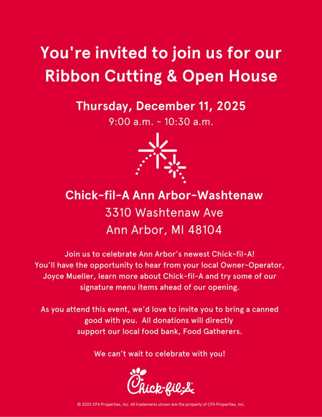 Chick-Fil-A Ann Arbor Fights Hunger! logo