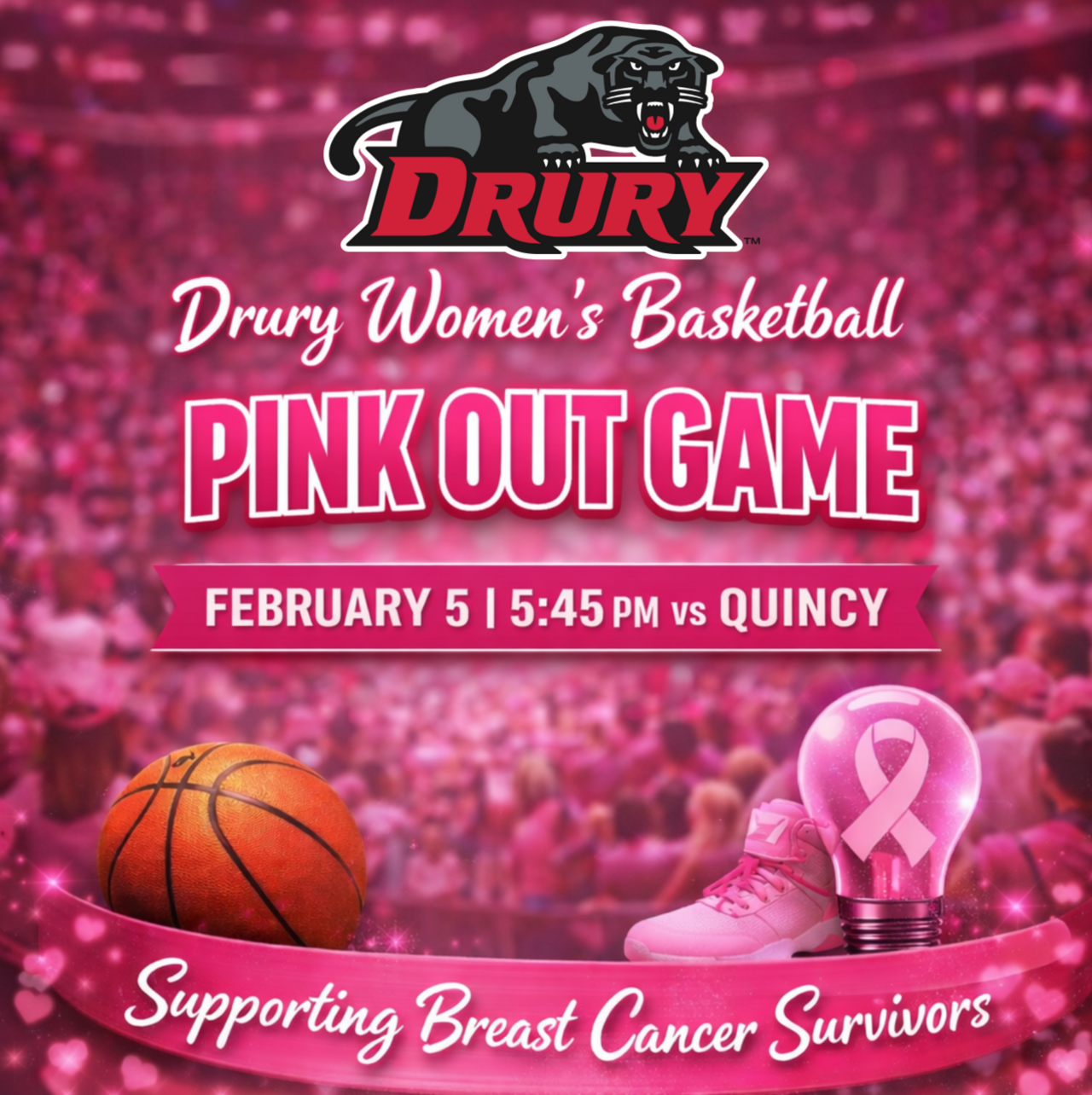 Drury Women's Basketball - Pink Out Game logo