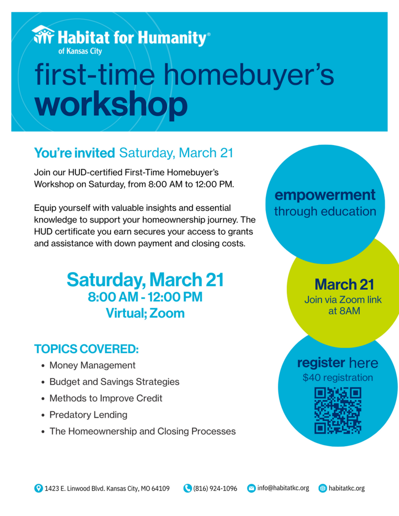First-Time Homebuyer’s Workshop - March 21 (virtual) logo