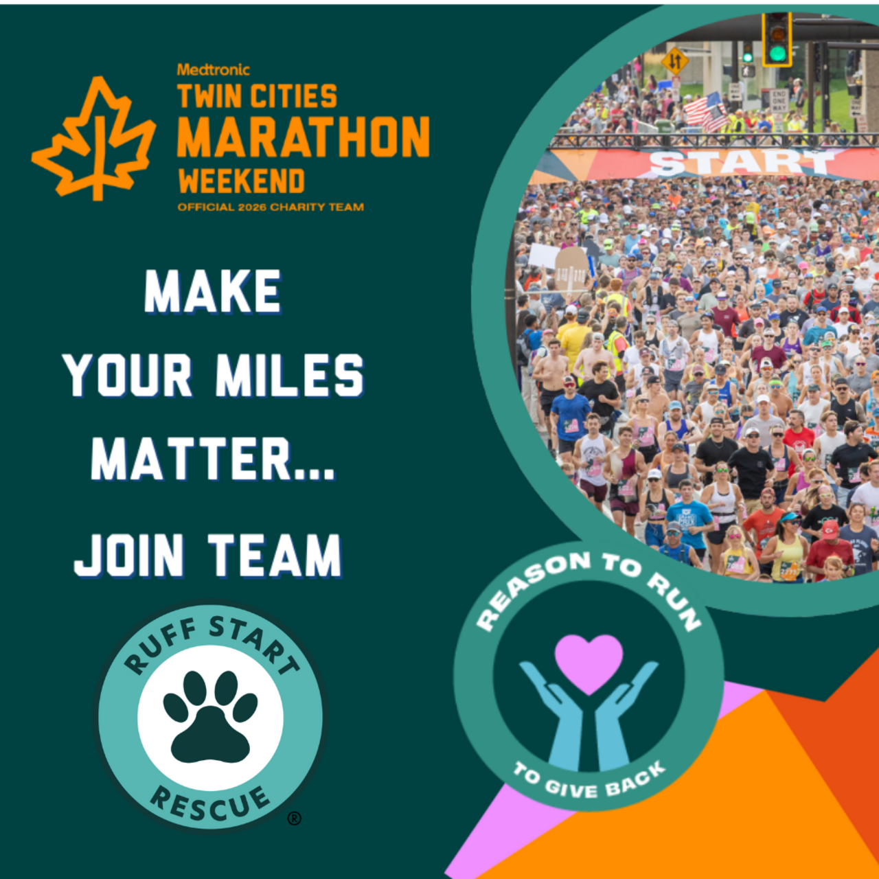 2026 Ruff Start Rescue Charity Team - Medtronic Twin Cities Marathon Weekend logo