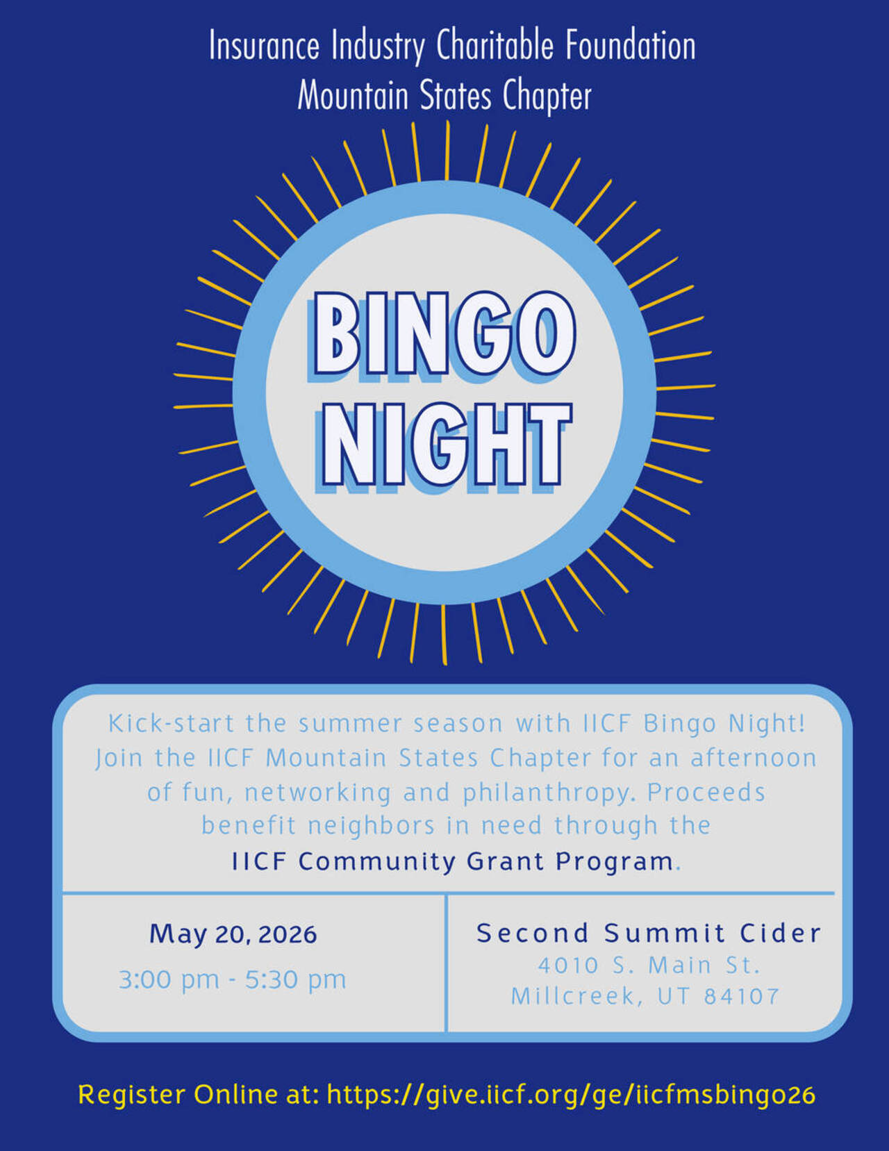 IICF Mountain States Bingo Night 2026 logo