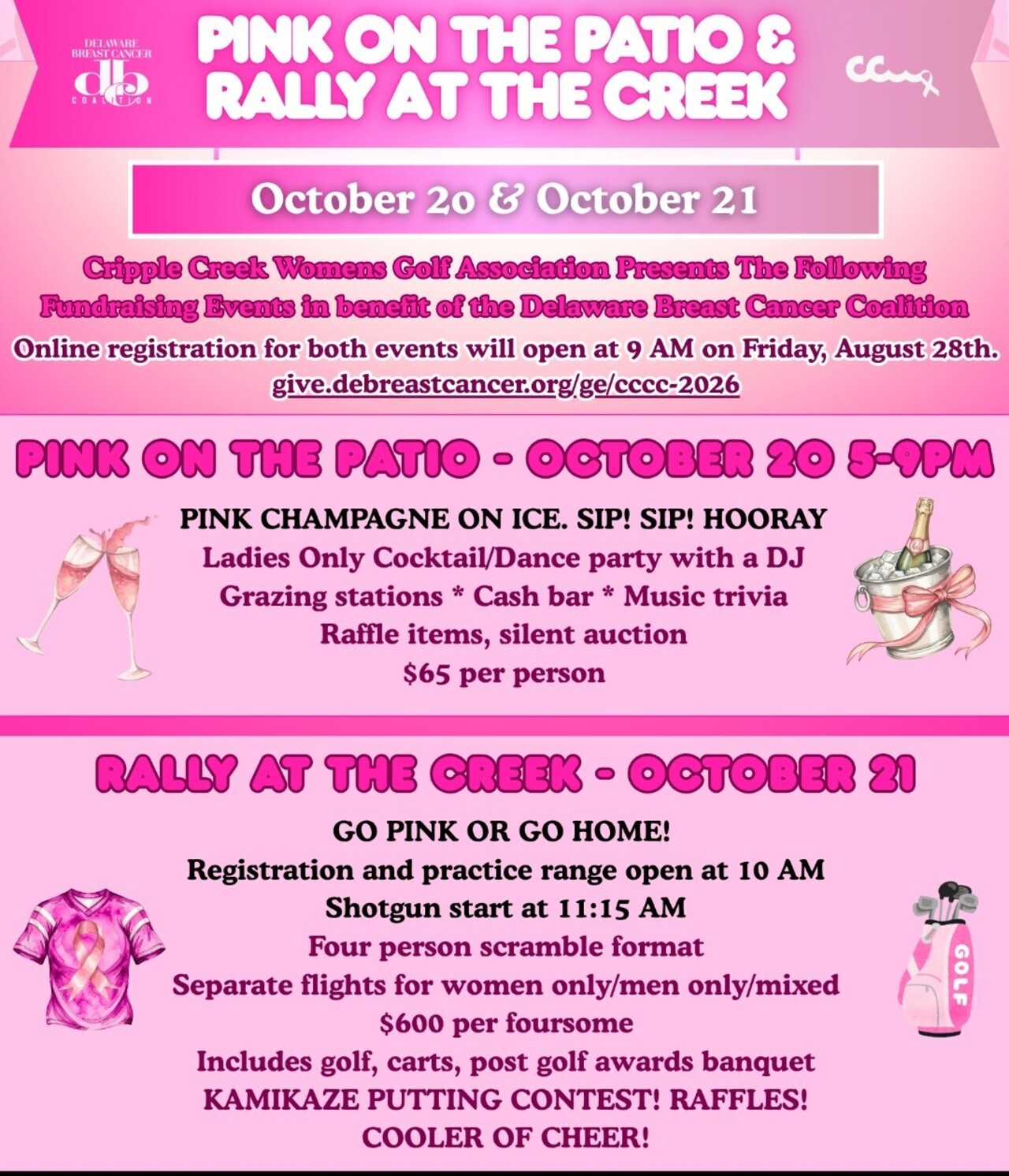 Cripple Creek Go Pink or Go Home Golf Tournament  and Pink on the Patio 2026 logo