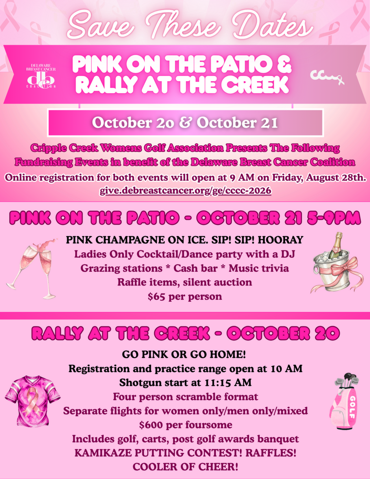 Cripple Creek Go Pink or Go Home Golf Tournament  and Pink on the Patio 2026 logo
