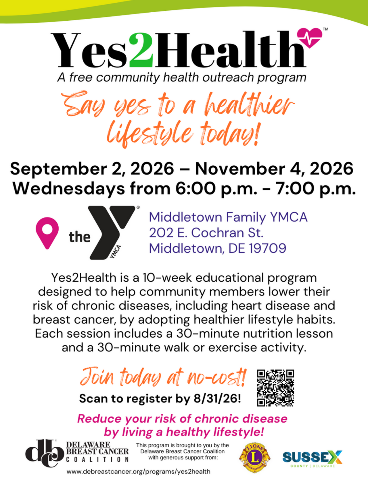 Y2H Middletown YMCA Fall 2026 logo