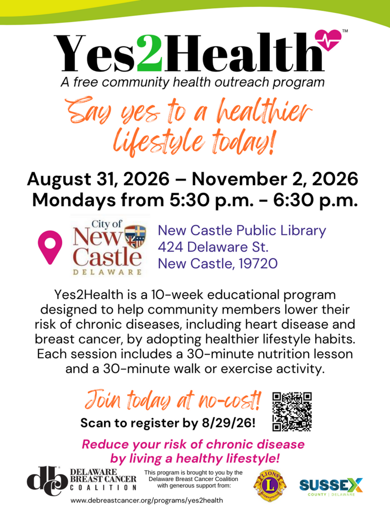 Y2H New Castle Public Library Fall 2026 logo