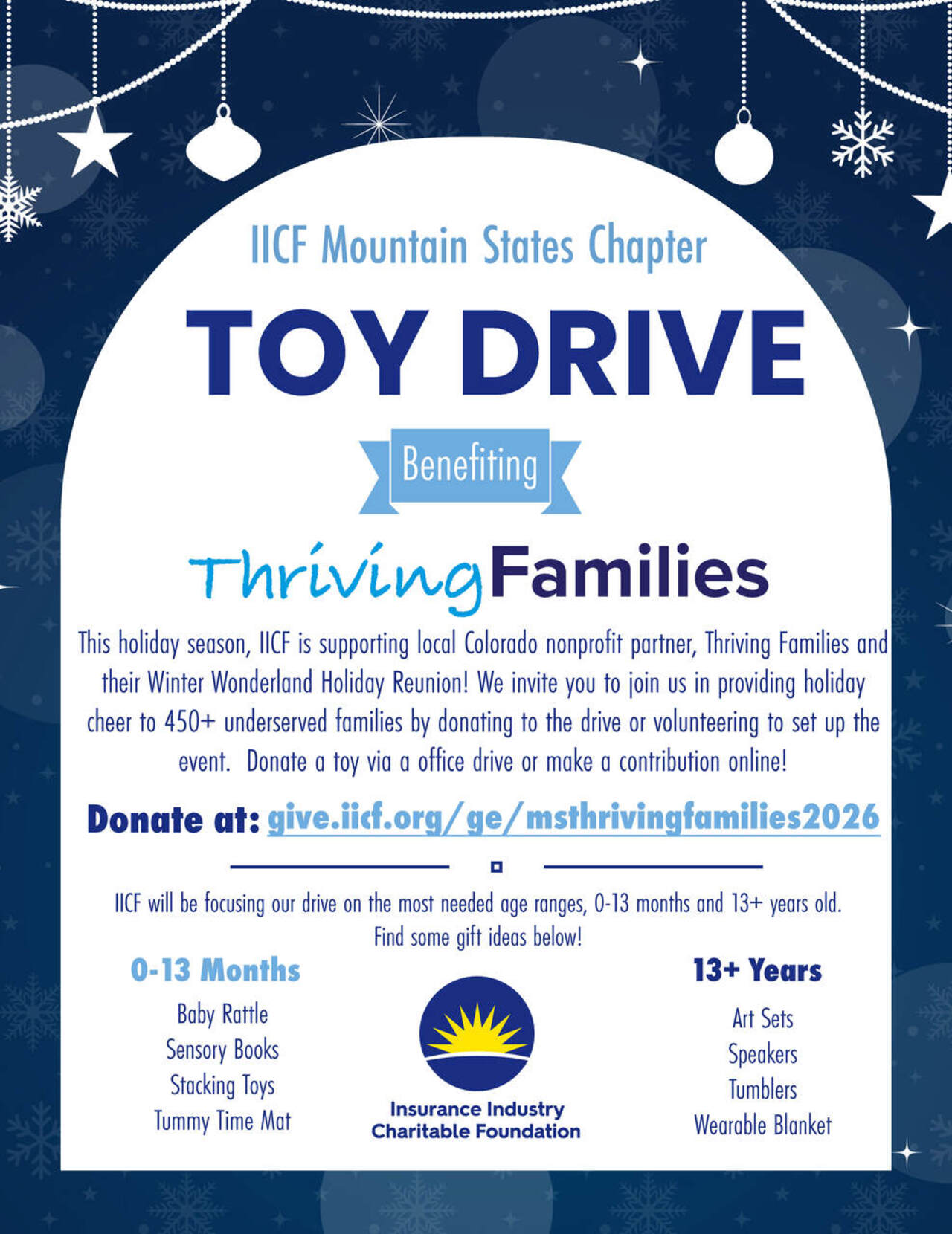 IICF Mountain States: Thriving Families Holiday Toy Drive & Volunteer Morning... logo