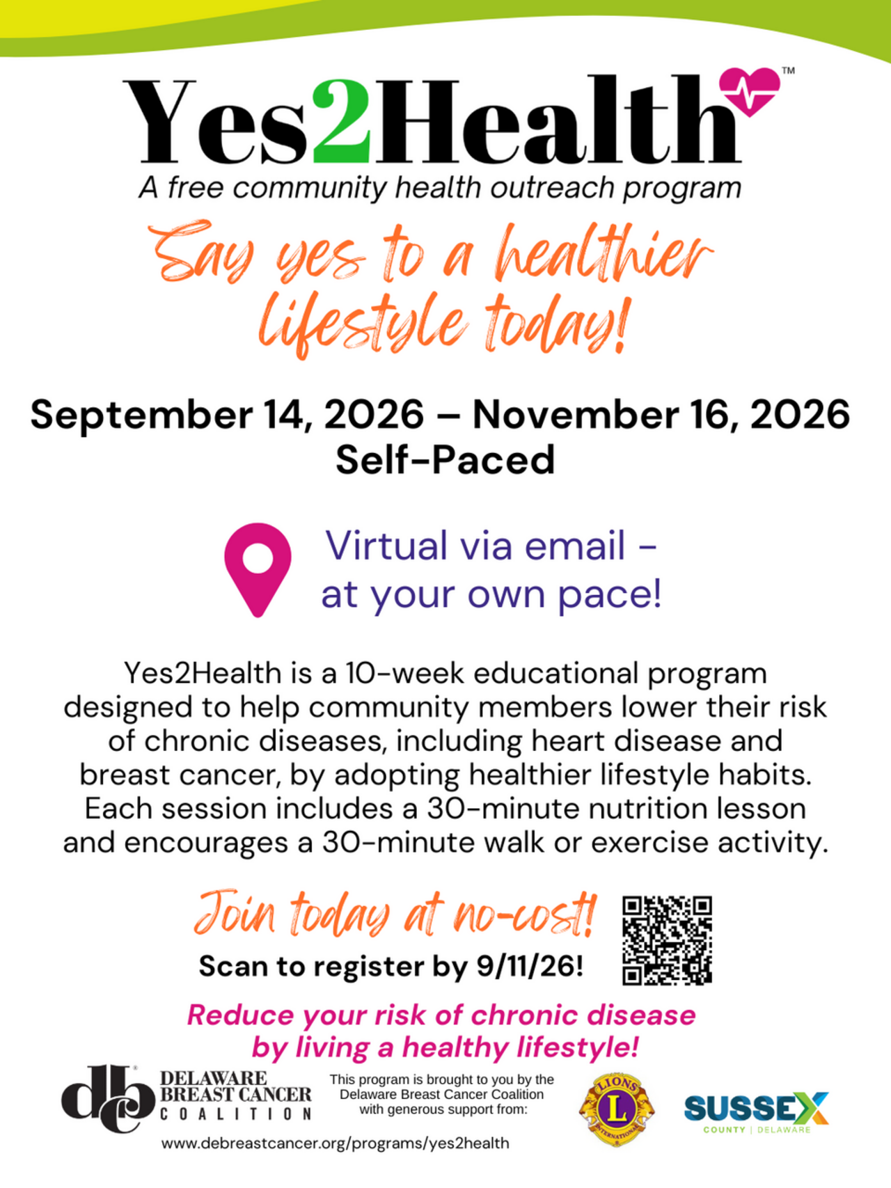 Yes2Health Email Sessions Fall 26 logo