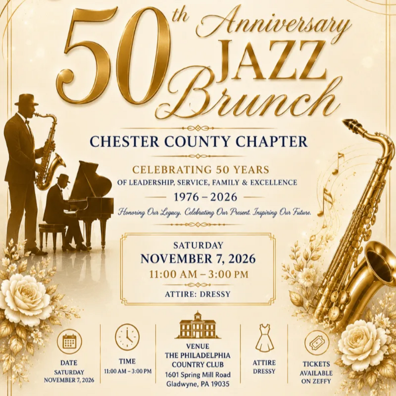 Chester County 50th Anniversary Jazz Brunch logo