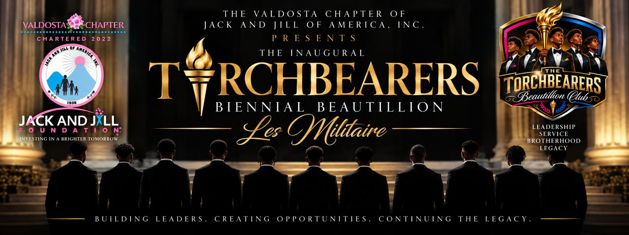 Valdosta Chapter Inaugural Biennial Torchbearers Les Beautillion Militaire logo