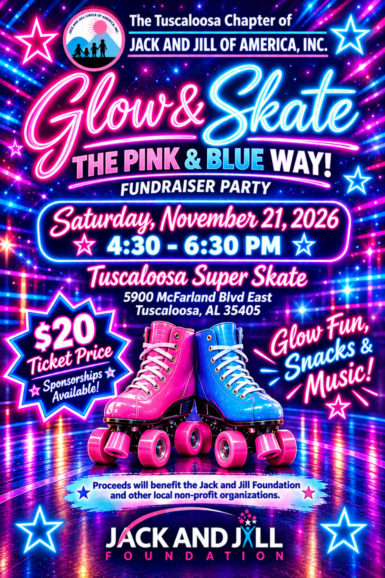 GLOW and Skate the Pink and Blue Way 2026 logo
