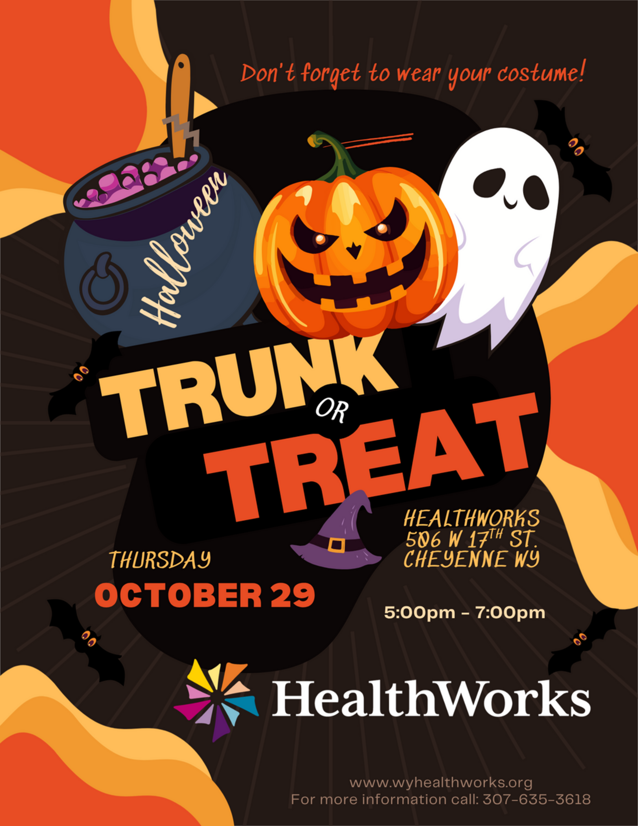 Wyoming- HealthWorks Halloween trunk or treat logo