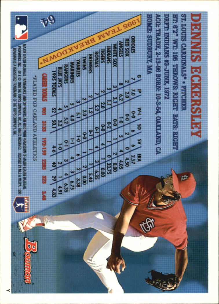 1996 Bowman Baseball Base Singles #1-133 (Pick Your Cards) - Picture 89 of 167