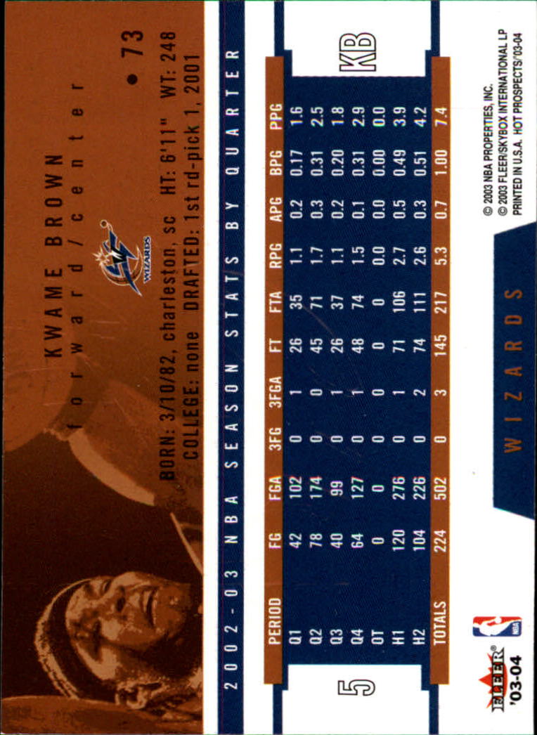 Kwame Brown NBA Select from Base, RC Rookie, & Jersey Singles (Pick Your Cards) - Bild 34 von 100