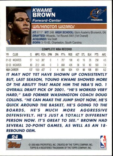 Kwame Brown NBA Select from Base, RC Rookie, & Jersey Singles (Pick Your Cards) - Bild 6 von 100