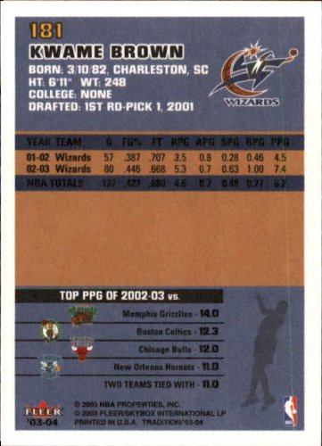 Kwame Brown NBA Select from Base, RC Rookie, & Jersey Singles (Pick Your Cards) - Bild 12 von 100