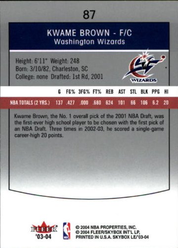 Kwame Brown NBA Select from Base, RC Rookie, & Jersey Singles (Pick Your Cards) - Bild 38 von 100