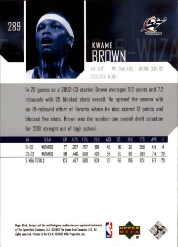 Kwame Brown NBA Select from Base, RC Rookie, & Jersey Singles (Pick Your Cards) - Bild 42 von 100