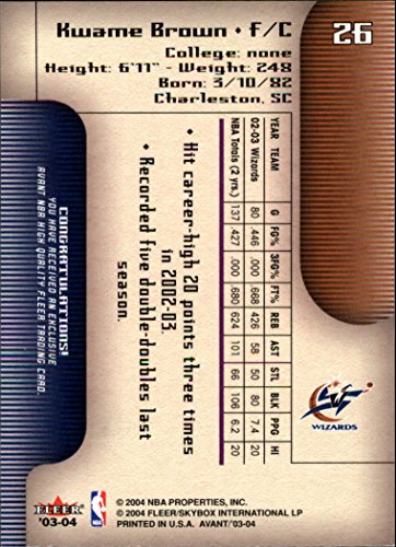 Kwame Brown NBA Select from Base, RC Rookie, & Jersey Singles (Pick Your Cards) - Bild 50 von 100