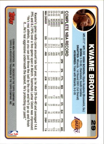 Kwame Brown NBA Select from Base, RC Rookie, & Jersey Singles (Pick Your Cards) - Bild 56 von 100