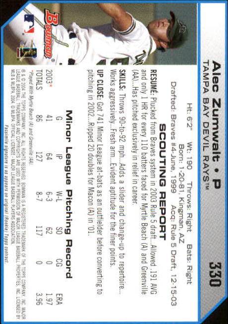 2004 Bowman Baseball Base Singles #228-330 (Pick Your Cards)