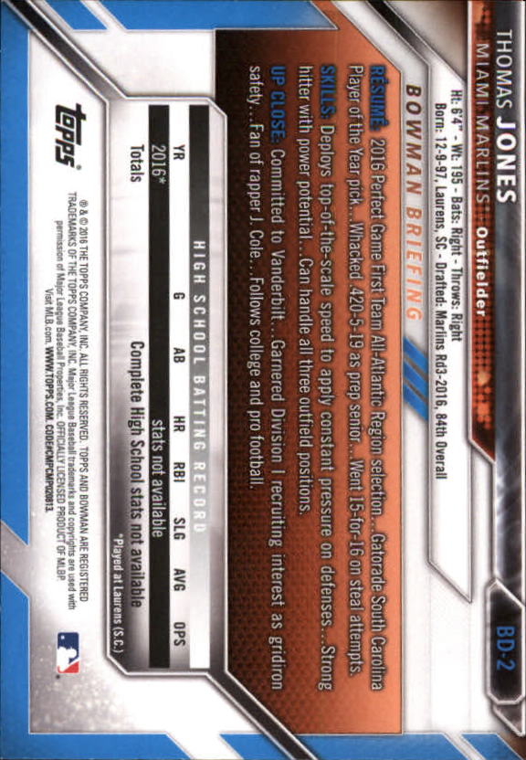 2016 Bowman Draft Baseball Singles #2-100 (Pick Your Cards) - Picture 3 of 157