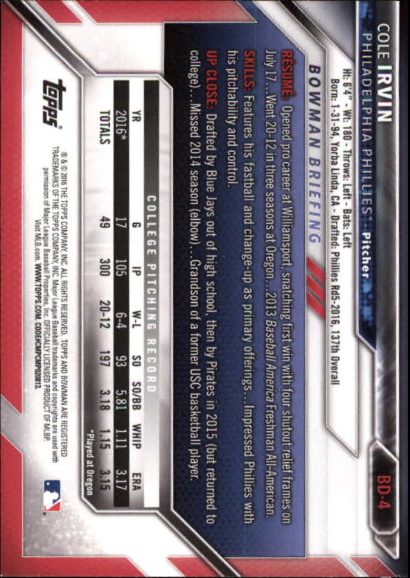 2016 Bowman Draft Baseball Singles #2-100 (Pick Your Cards) - Picture 5 of 157