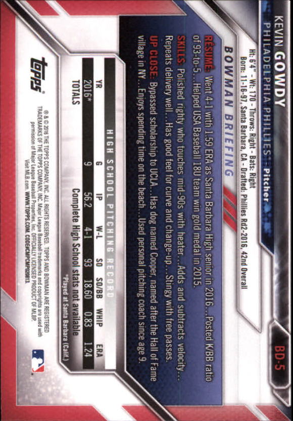 2016 Bowman Draft Baseball Singles #2-100 (Pick Your Cards) - Picture 7 of 157