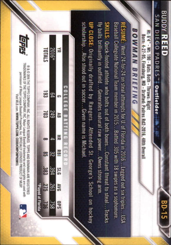 2016 Bowman Draft Baseball Singles #2-100 (Pick Your Cards) - Picture 23 of 157