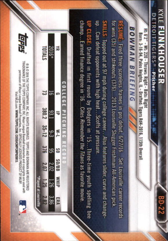 2016 Bowman Draft Baseball Singles #2-100 (Pick Your Cards) - Picture 29 of 157