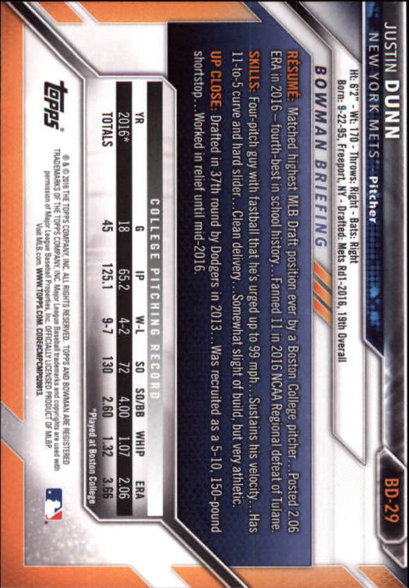 2016 Bowman Draft Baseball Singles #2-100 (Pick Your Cards) - Picture 41 of 157