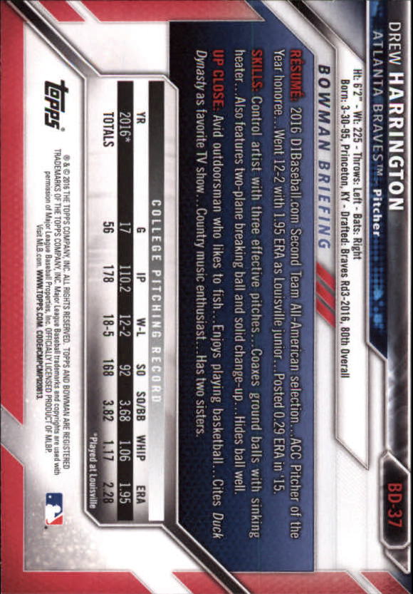 2016 Bowman Draft Baseball Singles #2-100 (Pick Your Cards) - Picture 53 of 157