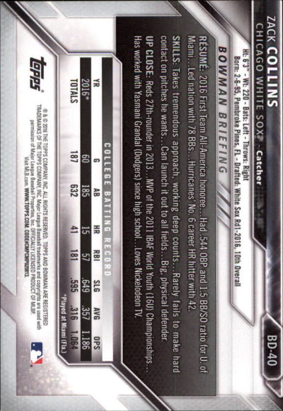 2016 Bowman Draft Baseball Singles #2-100 (Pick Your Cards) - Picture 59 of 157