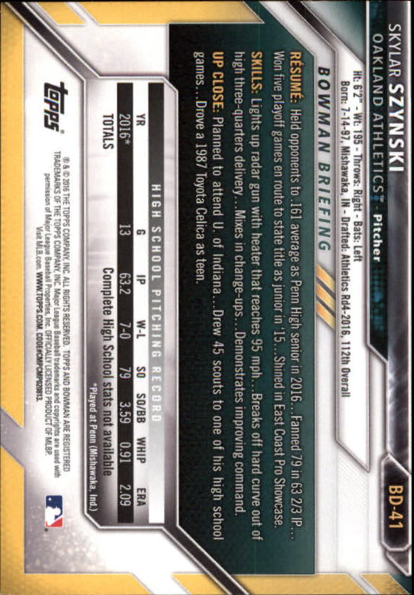 2016 Bowman Draft Baseball Singles #2-100 (Pick Your Cards) - Picture 61 of 157