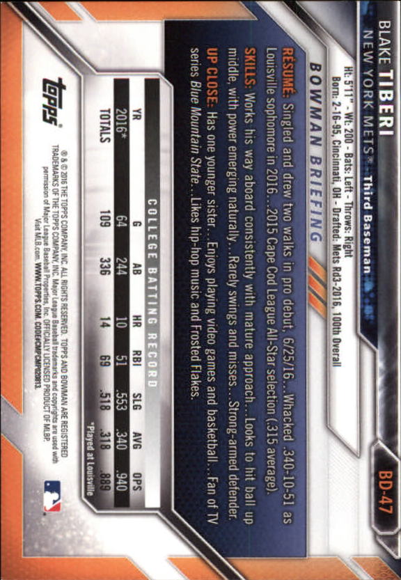 2016 Bowman Draft Baseball Singles #2-100 (Pick Your Cards) - Picture 73 of 157