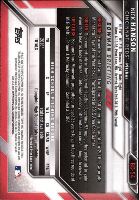 2016 Bowman Draft Baseball Singles #2-100 (Pick Your Cards) - Picture 87 of 157