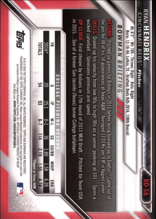 2016 Bowman Draft Baseball Singles #2-100 (Pick Your Cards) - Picture 91 of 157