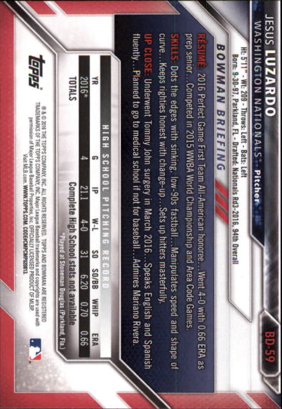 2016 Bowman Draft Baseball Singles #2-100 (Pick Your Cards) - Picture 97 of 157